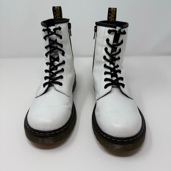Dr Marten Boots Women's Size 6 White Eight Eye 1460 Combat Boots Preppy Moto - Picture 12 of 13
